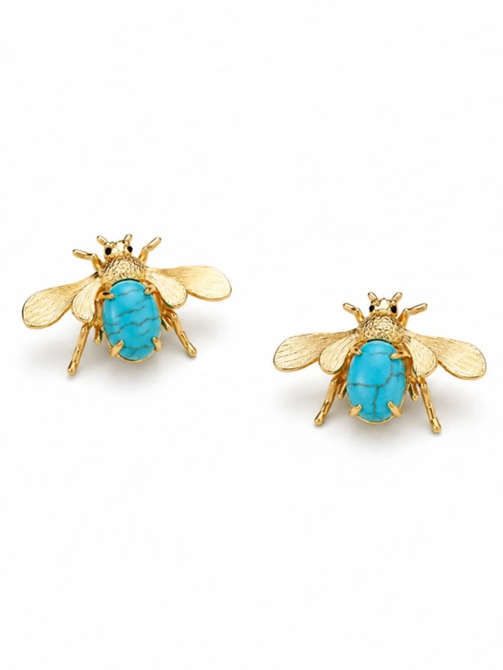 New! Turquoise Gold Insect Earrings NWOT